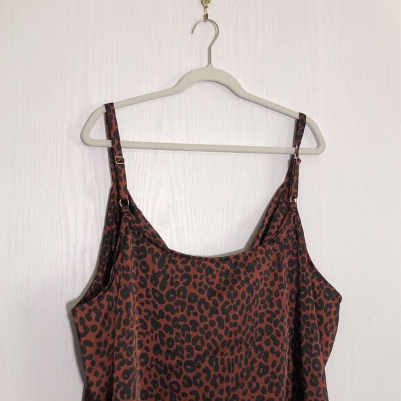Ava Viv Cami Tank Womens 4X Black Satin Leopard Animal Print Top Adjustable New - Picture 7 of 13